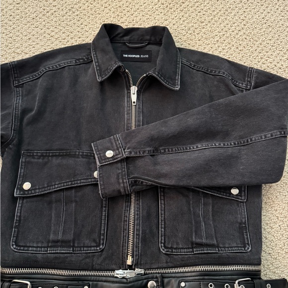 The Kooples Denim Jacket with Removeable Leather-Effect Belt - Picture 3 of 5